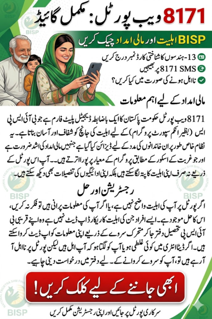 8171 Web Portal: Complete Guide to Checking BISP Eligibility and Receiving Financial Assistance in Pakistan