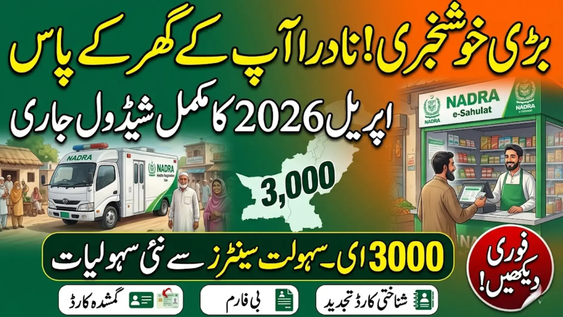 NADRA Mobile Registration Van Schedule April 2026: Services Expanded to 3,000 e-Sahulat Centers Across Pakistan