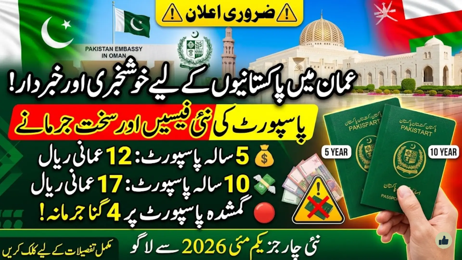 Pakistan Embassy Oman Passport Fee 2026: Revised Charges Effective May 1 and Strict Penalties for Lost Passports Announced