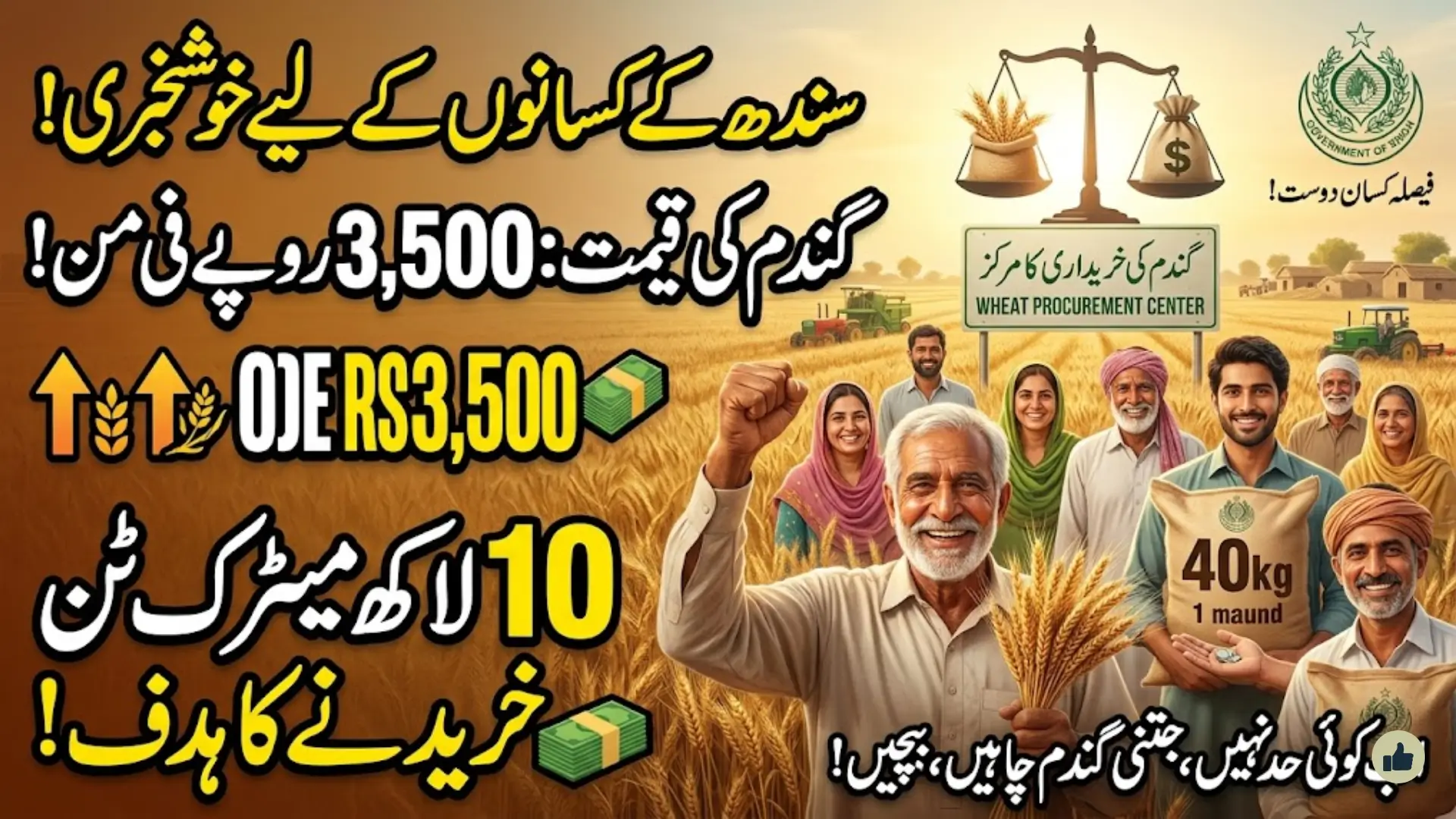 Sindh Wheat Support Price 2026: Government Sets Rs3,500 Per Maund and 1 Million Metric Ton Procurement Target to Empower Farmers