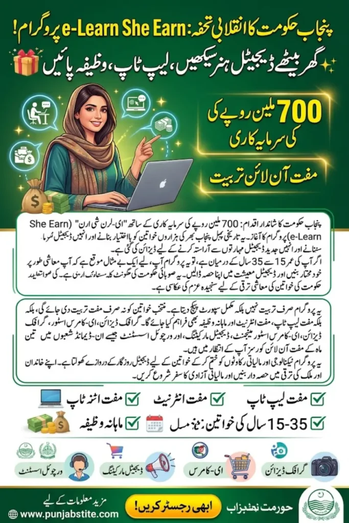 e-Learn She Earn Program – Free Digital Skills, Laptops and Stipends for Women