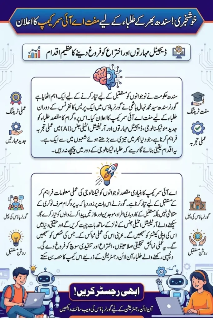 Free AI Summer Camp for Students Announced in Sindh to Promote Digital Skills and Innovation