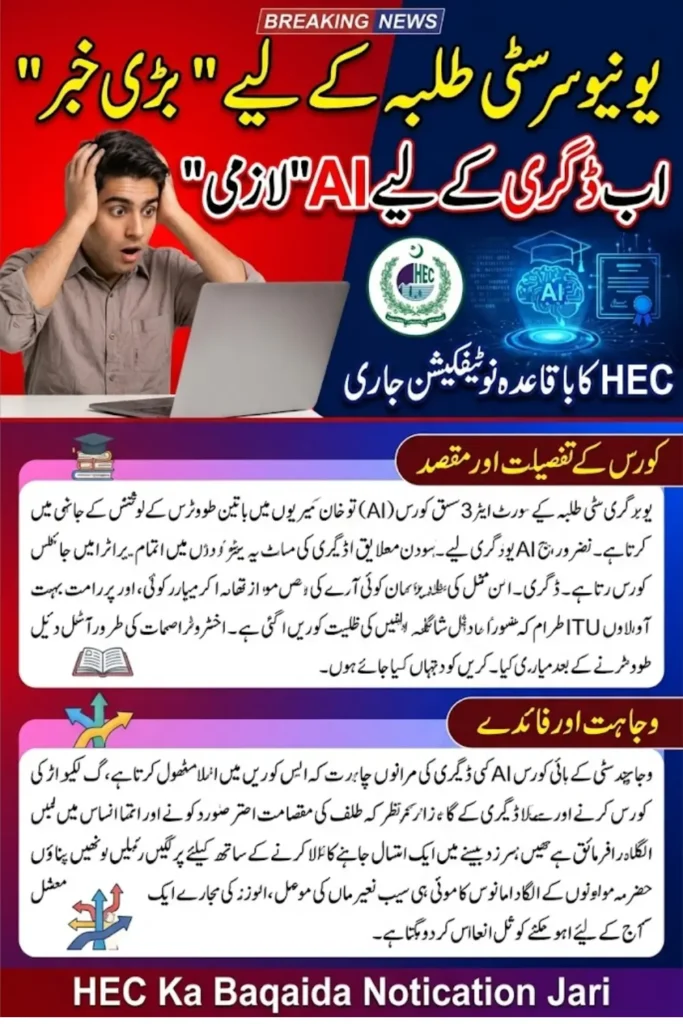 HEC AI Course in Universities Made Mandatory for Relevant Degree Programs Across Pakistan