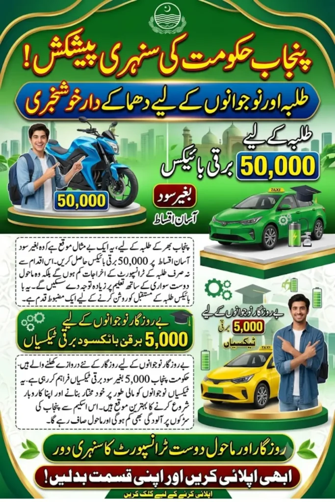 Punjab Electric Bike and Taxi Scheme Approved: 50,000 E-Bikes and 5,000 E-Taxis on Interest-Free Basis
