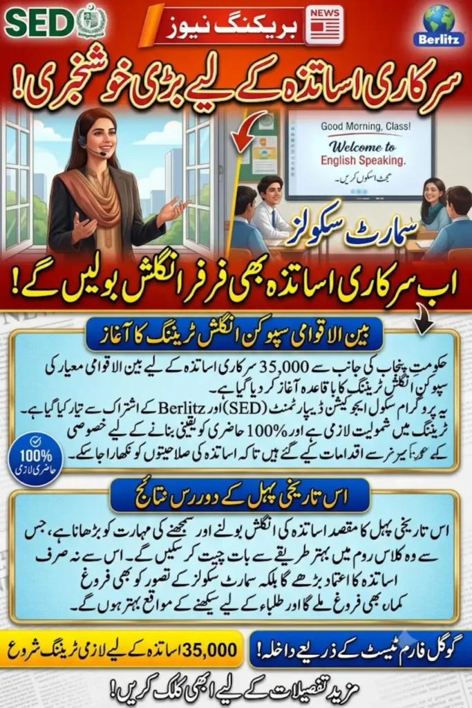 Spoken English Language Training Program Launched for 35,000 Government School Teachers